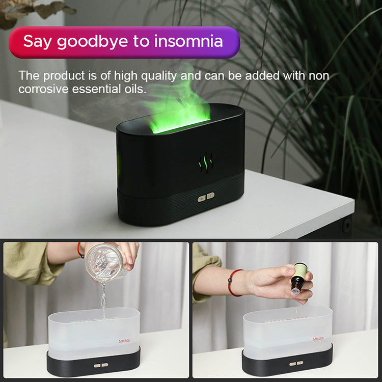 Ultrasonic Flame Humidifier - LED RGB Multi-Color Essential Oil Diffuser