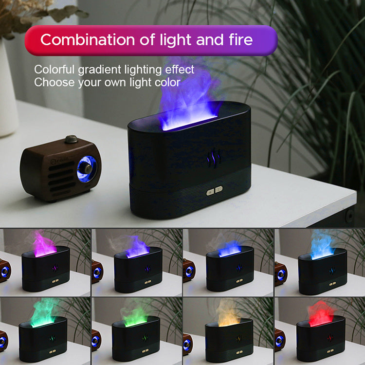 Ultrasonic Flame Humidifier - LED RGB Multi-Color Essential Oil Diffuser