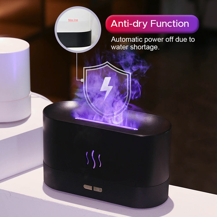 Ultrasonic Flame Humidifier - LED RGB Multi-Color Essential Oil Diffuser