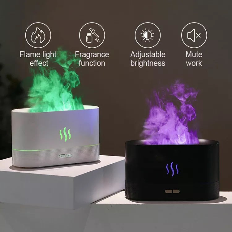 Ultrasonic Flame Humidifier - LED RGB Multi-Color Essential Oil Diffuser