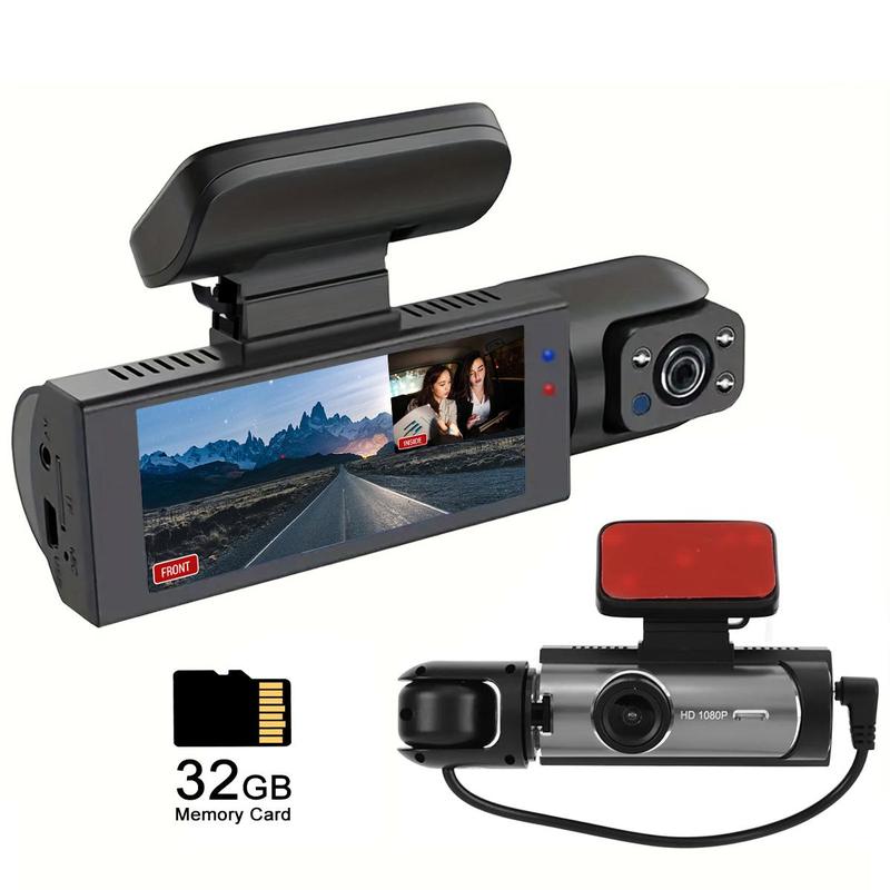 Dual Dash Cam Front and Inside, 1080P IR Night Vision Dash Cam