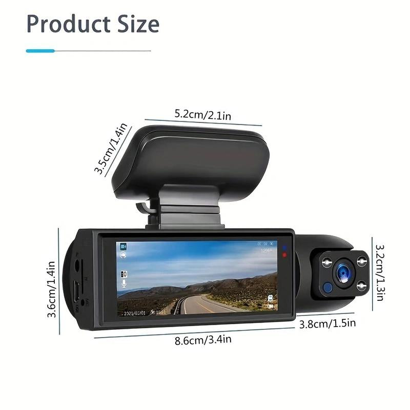 Dual Dash Cam Front and Inside, 1080P IR Night Vision Dash Cam